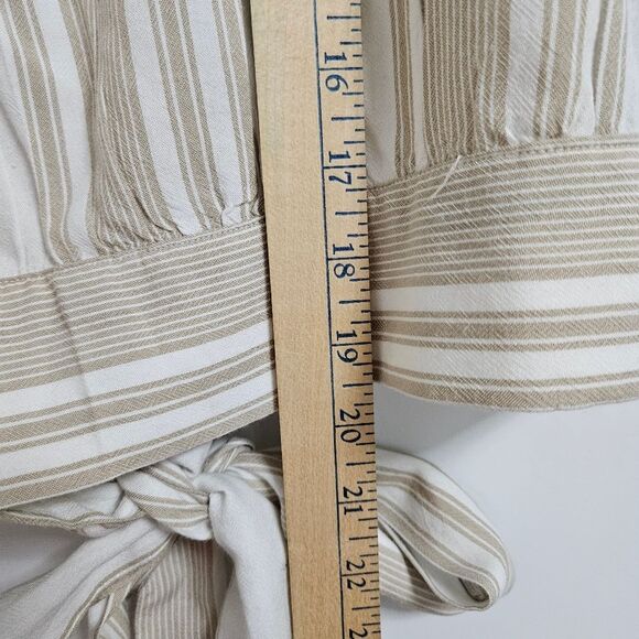 NWT A.N.A 2-Piece Set Top Skirt Women's Large Tan White Striped Two Front Slits - Picture 11 of 15